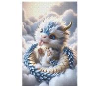 Dragon Mignon Puzzle De 1000 Pièces en Bois pour Enfants Adultes, Puzzles en Matériau Recyclé De Qualité Supérieure 78×53cm