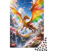 Dragon Montagne Temple 1000pcs Mini Puzzle pour Famille Difficile | 52x38cm Carton Décor Salon Structure Durable Cadeau Anniversaire Soulagement Du Stress