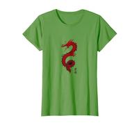 Dragon Mythique Chinois Rouge Calligraphie Tai Chi T-Shirt, Femme, Herbe, S