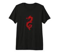 Dragon Mythique Chinois Rouge Calligraphie Tai Chi T-Shirt Haut de Gamme