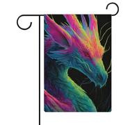 Dragon Neon Gradients Drapeau de jardin surréaliste en toile de jute double face 30,5 x 45,7 cm