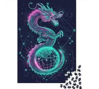 Dragon Néon Terre Céleste Puzzle 1000 Pièces Puzzle pour Adultes Décoration Maison Détente Cadeau Famille 38x26cm/1000pcs