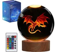Dragon Night Light, Dragon Gift, 3D Dragon Lamp With Remote Control, 3.5 Inch, 16 Colors For Birthday, Christmas, Cool Dragon Figures, Gifts For
