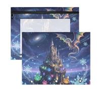 Dragon Night Sky Pochette à crayons avec fenêtre transparente 3 anneaux