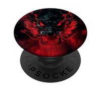 Dragon Noir des ténèbres s'élevant à Travers des Nuages ombragés PopSockets PopGrip Adhésif
