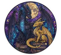Dragon Noir géant majestueuxPuzzles 1000 Pièces pour Adultes, Jeux ÉduChatifsPetit Dragon doré