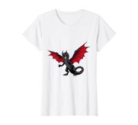 Dragon Noir Puissant avec Ailes Rouges T-Shirt Graphique avec Valeur