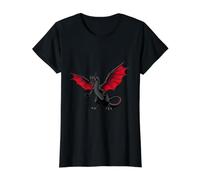 Dragon Noir Puissant avec Ailes Rouges T-Shirt Graphique avec Valeur
