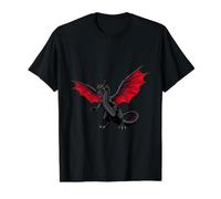 Dragon Noir Puissant avec Ailes Rouges T-Shirt Graphique avec Valeur, Homme, Noir, M