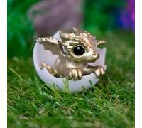 Dragon Nouveau-né dans L’œuf, œuf De Dragon Imprimé en 3D, Mini Figurine De Dragon, Bébé Dragon dans La Figurine en Coquille D’œuf, Ornements De Bureau De Statue De Dragon D’Art en Résine (Gold)