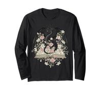 Dragon on Open Book Floral Library Fantasy Manche Longue