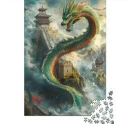 Dragon Oriental Architecture Ancienne Puzzle 1000 Pièces Papier pour Adultes Scène Nocturne Puzzle en Famille 70x50cm/1000pcs