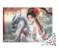 Dragon Oriental Puzzle 1000 Pièces Papier pour Adultes Fille Sakura Jeu de Puzzle 1000 Pièces Détente Décoration Cadeau 52x38cm/1000pcs