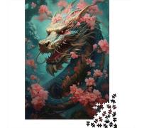 Dragon Oriental Puzzle 1000 Pièces Papier pour Adultes Fleur de Cerisier Jeu de Puzzle 1000 Pièces Famille Décoration 70x50cm/1000pcs