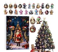 Dragon Ornament Advent Christmas Calendar - 24-Day Acrylic Countdown Display, Mythical Dragon Baby Decor, Unusual Collectible Keepsake for Home Tree, Holiday Decoration, 10.24x7.09x1.18 Inches