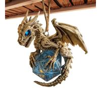 Dragon Ornaments 2D Pendentif polyvalent en forme de dés 8 x 8 x 0,5 cm | Décorations de sapin de Noël pour maison, fête, appartement, lieu de travail, voiture, vue arrière