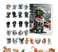 Dragon Ornaments Advent - 2D Acrylic Hangable Ornament for Christmas Countdown, Fun Animal Pendant Calendar with Tree, 24 Days Decoration Advent for Car, Rearview Mirror, Party Use 10.24x7.09x1.18 inc