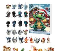 Dragon Ornaments Advent - 2D Acrylic Hangable Ornament for Christmas Countdown, Fun Animal Pendant Calendar with Tree, 24 Days Decoration Advent for Car, Rearview Mirror, Party Use 10.24x7.09x1.18 inc