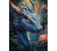 Dragon Peinture Numero Adulte Fleur Peinture par Numero Adulte Débutants Facile sur Toile 30x40 cm Numéro d'art avec 3 Pinceaux, Loisirs Créatifs Adultes, pour Decoration Maison Cadeau, Model 798