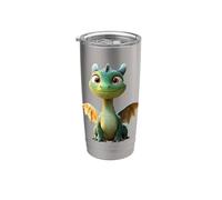 Dragon Petit Bébé Vert Dragon Doux Dragons Gobelet isotherme en acier inoxydable double paroi