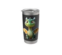 Dragon Petit Bébé Vert Dragon Doux Dragons Gobelet isotherme en acier inoxydable double paroi