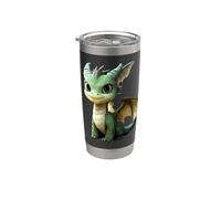 Dragon Petit Bébé Vert Dragon Doux Dragons Gobelet isotherme en acier inoxydable double paroi