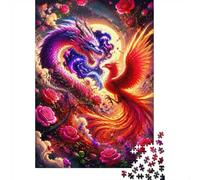 Dragon Phénix Rose 1000 Pièces Mini Puzzle pour Famille Difficile | 52x38cm Carton Décor Salon Structure Durable Cadeau Ami Entraînement Cérébral