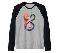 Dragon Phoenix Symbole Infini Yin Yang Balance Manche Raglan