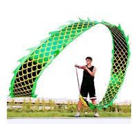 Dragon Poi 3D avec balle lestée de 340 g et corde oscillante de 1,1 m - Ruban en soie fluide à secouer et à balancer avec dragon chinois doré + sac de transport (6 mètres, dragon vert doré)