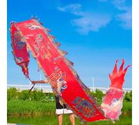 Dragon Poi, dragon de fitness en plein air, dragon de sport traditionnel oriental, rubans tournants avec sac de voyage, jonglerie, gymnastique, jonglerie, rotation et secousses(Red,8 m (26 ft))