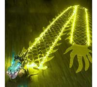 Dragon Poi Lumineux à LED, Exercice carré Fluide, Danse, Ruban Dragon Poi, Ruban Dragon Rotatif s'illuminant for Un défilé Nocturne(Yellow,8m)