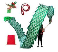 Dragon Poi, Rubans rotatifs Dragon de Danse Verte, Ensemble de Poi rotatifs et vibrants lavables en Soie avec tête de Dragon, Corde de balançoire et Sac, serpentin de Fitness Dragon(10 m (33 ft))
