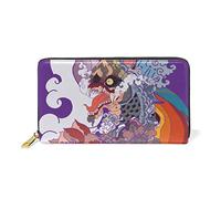 Dragon Poisson Fleur Japon Bleu Portefeuille Zipper Long Bourse en Cuir Véritable avec Titulaire de la Carte de Crédit pour Téléphone Femmes Fille Hommes