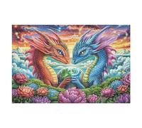 Dragon Porte-Bonheur mer de Nuages 1000 Pieces Casse-tête Expert Confirmé en Carton sans Déformation Très Difficile Niveau Expert Jeu De Société Collection Cadeau Premium 1000 PCS/75x50cm