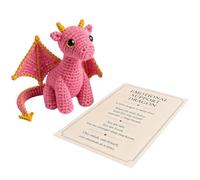 Dragon positif émotionnel jouet tricoté dragon de poche avec carte | Poupée au crochet pour enseignants, collègues, étudiants, adolescents, hommes, femmes, et à la maison