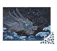 Dragon Puzzle 1000 Pièces Jouet en Bois Divertissement Créatif Décoration Intérieure Waves and Ciel étoilé Jeu Éducatif Challenge Toy Adultes & Enfants des 14 Ans 1000pcs (75x50cm)
