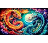 Dragon Puzzle 1000 pièces pour Enfants - Jeu Amusant & Stimulant pour Adultes et Famille 38x52/1000pcs
