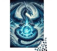 Dragon Puzzle À 1000 Morceaux Papier Épais Dragon à Rayures Bleues Puzzle Familial Passionnés Casse-tête Compatible Plateau Heures Divertissement Garanties 38x26cm/1000pcs