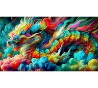 Dragon Puzzles 1000 Pieces Cadeau Unique Jeu éducatif Challenge Toy de qualité supérieure Peinture Art pour Adultes et Enfants à partir de 12 Ans dragon38x52cm/1000pcs