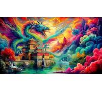 Dragon Puzzles 1000 Pieces Cadeau Unique Jeu éducatif Challenge Toy de qualité supérieure Peinture Art pour Adultes et Enfants à partir de 12 Ans dragon38x52cm/1000pcs