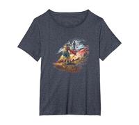 Dragon Quest I & II HD-2D Remake Art T-Shirt, Femme Grandes Tailles, Bleu Chiné, 6X