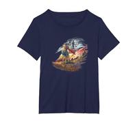 Dragon Quest I & II HD-2D Remake Art T-Shirt, Femme Grandes Tailles, Bleu Marine, 6X