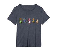 Dragon Quest I & II HD-2D Remake Héros Pixel Art T-Shirt, Femme Grandes Tailles, Bleu Chiné, 6X