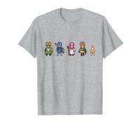Dragon Quest I & II HD-2D Remake Héros Pixel Art T-Shirt, Homme, Gris Chiné, M
