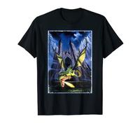 Dragon qui respire le feu vert qui sort des portails du château T-Shirt