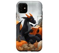 Dragon Reading Books with Fall Pumpkin Fantasy Theme Coque pour iPhone 11