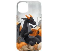 Dragon Reading Books with Fall Pumpkin Fantasy Theme Coque pour iPhone 15 Plus