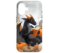 Dragon Reading Books with Fall Pumpkin Fantasy Theme Coque pour iPhone 16
