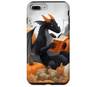 Dragon Reading Books with Fall Pumpkin Fantasy Theme Coque pour iPhone 7 Plus/8 Plus