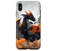 Dragon Reading Books with Fall Pumpkin Fantasy Theme Coque pour iPhone XS Max